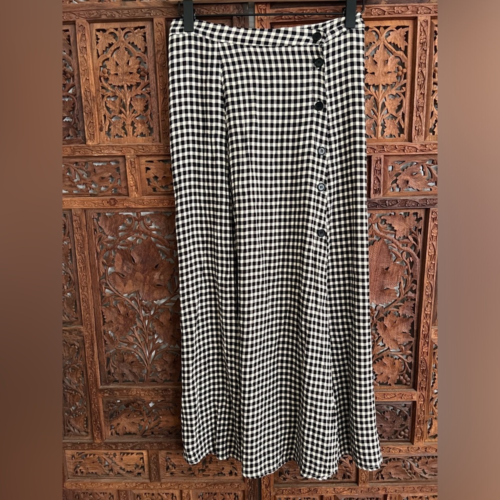 Reformation button down side slit midi skirt